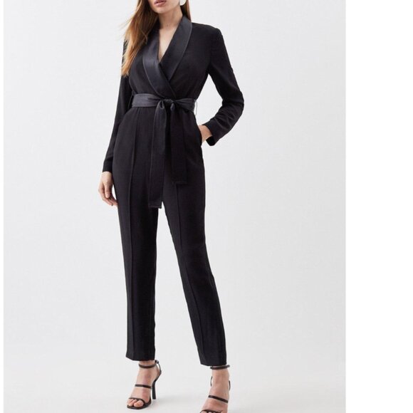 Karen Millen Tailored Tuxedo Wrap Jumpsuit Black Jumpsuit size 6 - Picture 1 of 11